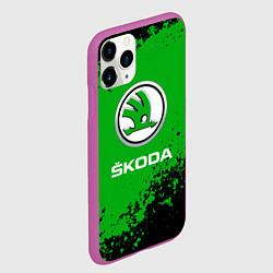 Чехол iPhone 11 Pro матовый Skoda следы от шин, цвет: 3D-фиолетовый — фото 2