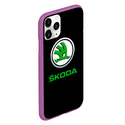 Чехол iPhone 11 Pro матовый Skoda нарисованные линии, цвет: 3D-фиолетовый — фото 2