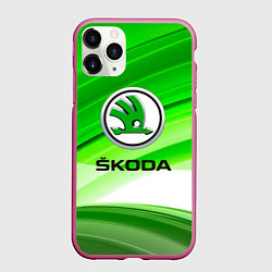 Чехол iPhone 11 Pro матовый Skoda texture, цвет: 3D-малиновый