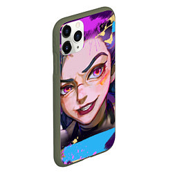 Чехол iPhone 11 Pro матовый Jinx Arcane граффити, цвет: 3D-темно-зеленый — фото 2