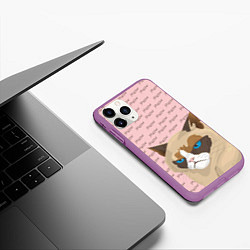 Чехол iPhone 11 Pro матовый Angry Cat Злой кот, цвет: 3D-фиолетовый — фото 2