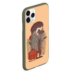 Чехол iPhone 11 Pro матовый Городской ёж, цвет: 3D-темно-зеленый — фото 2