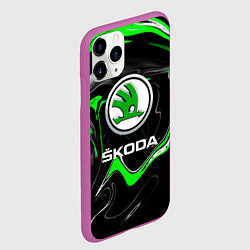 Чехол iPhone 11 Pro матовый Skoda: Auto Logo, цвет: 3D-фиолетовый — фото 2