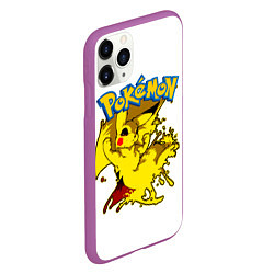 Чехол iPhone 11 Pro матовый Пикачу злой Pokemon, цвет: 3D-фиолетовый — фото 2