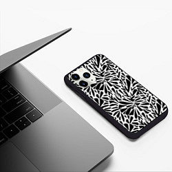 Чехол iPhone 11 Pro матовый Черно белый абстрактный узор, цвет: 3D-черный — фото 2