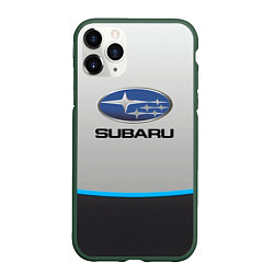 Чехол iPhone 11 Pro матовый Subaru Неоновая полоса, цвет: 3D-темно-зеленый