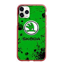 Чехол iPhone 11 Pro матовый Skoda - Брызги красок, цвет: 3D-красный