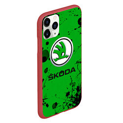 Чехол iPhone 11 Pro матовый Skoda - Брызги красок, цвет: 3D-красный — фото 2