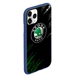 Чехол iPhone 11 Pro матовый Skoda - Геометрические линии, цвет: 3D-тёмно-синий — фото 2