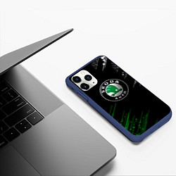 Чехол iPhone 11 Pro матовый Skoda - Геометрические линии, цвет: 3D-тёмно-синий — фото 2