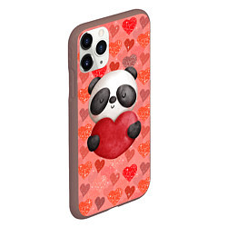 Чехол iPhone 11 Pro матовый Панда с сердечком день влюбленных, цвет: 3D-коричневый — фото 2