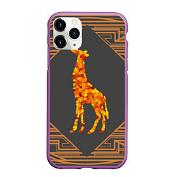 Чехол iPhone 11 Pro матовый Жираф из листьев