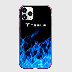 Чехол iPhone 11 Pro матовый Tesla Fire, цвет: 3D-фиолетовый