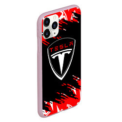 Чехол iPhone 11 Pro матовый Tesla - Logo Sport Auto, цвет: 3D-розовый — фото 2