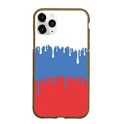 Чехол iPhone 11 Pro матовый Флаг России потёки