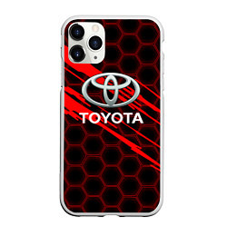 Чехол iPhone 11 Pro матовый Toyota: Красные соты, цвет: 3D-белый