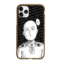 Чехол iPhone 11 Pro матовый One Punch Man - Сайтама Ванпанчмен, цвет: 3D-коричневый