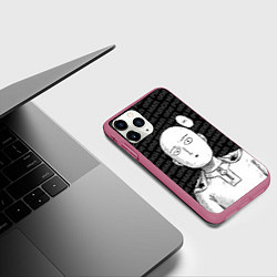 Чехол iPhone 11 Pro матовый One Punch Man - Сайтама Ванпанчмен, цвет: 3D-малиновый — фото 2