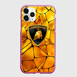 Чехол iPhone 11 Pro матовый Lamborghini Gold плиты, цвет: 3D-малиновый