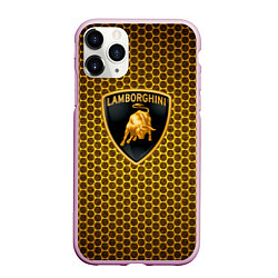 Чехол iPhone 11 Pro матовый Lamborghini gold соты