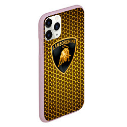 Чехол iPhone 11 Pro матовый Lamborghini gold соты, цвет: 3D-розовый — фото 2
