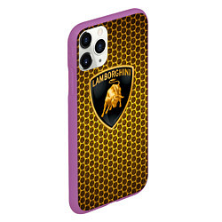 Чехол iPhone 11 Pro матовый Lamborghini gold соты, цвет: 3D-фиолетовый — фото 2