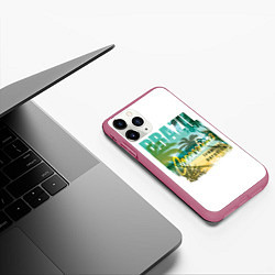 Чехол iPhone 11 Pro матовый Тропический Рай Бразилии, цвет: 3D-малиновый — фото 2