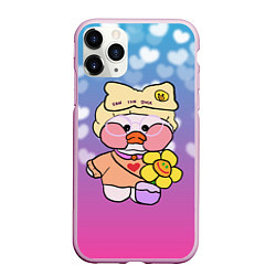 Чехол iPhone 11 Pro матовый УТЯ ЛАЛАФАНФАН СЕРДЕЧКИ, цвет: 3D-розовый