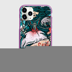Чехол iPhone 11 Pro матовый Череп - Арт, цвет: 3D-фиолетовый
