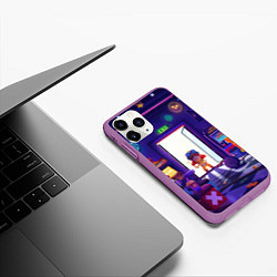 Чехол iPhone 11 Pro матовый Бравл старс Джесси в игровой комнате brawl stars, цвет: 3D-фиолетовый — фото 2