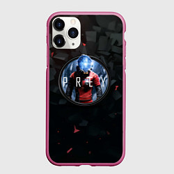 Чехол iPhone 11 Pro матовый Black logo Prey, цвет: 3D-малиновый