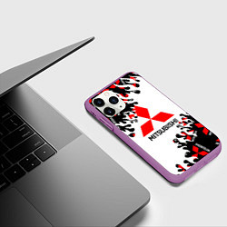 Чехол iPhone 11 Pro матовый Mitsubishi Fire Pattern, цвет: 3D-фиолетовый — фото 2