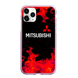Чехол iPhone 11 Pro матовый Mitsubishi пламя огня, цвет: 3D-розовый