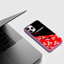 Чехол iPhone 11 Pro матовый Mitsubishi - Диагональ паттерн, цвет: 3D-фиолетовый — фото 2