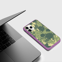 Чехол iPhone 11 Pro матовый Камуфляж: Брызги красок, цвет: 3D-фиолетовый — фото 2