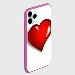 Чехол iPhone 11 Pro матовый Сердце большое мультяшное, цвет: 3D-фиолетовый — фото 2