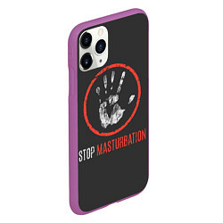 Чехол iPhone 11 Pro матовый STOP MASTURBATION, цвет: 3D-фиолетовый — фото 2