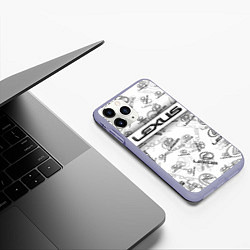 Чехол iPhone 11 Pro матовый LEXUS BIG EMBLEMA PATTERN, цвет: 3D-светло-сиреневый — фото 2