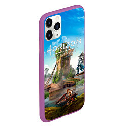 Чехол iPhone 11 Pro матовый Horizon Forbidden West - разрушенный мост, цвет: 3D-фиолетовый — фото 2