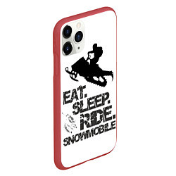 Чехол iPhone 11 Pro матовый EAT SLEEP RIDE SNOWMOBILE, цвет: 3D-красный — фото 2