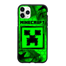 Чехол iPhone 11 Pro матовый MINECRAFT - Зеленый Крипер