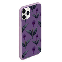 Чехол iPhone 11 Pro матовый Фиолетовые каллы с зелеными листьями, цвет: 3D-сиреневый — фото 2