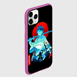 Чехол iPhone 11 Pro матовый Танджиро Комадо Силуэт Клинок рассекающий демонов, цвет: 3D-фиолетовый — фото 2
