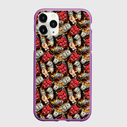Чехол iPhone 11 Pro матовый Демон сжигает деньги, цвет: 3D-фиолетовый