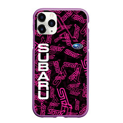 Чехол iPhone 11 Pro матовый SUBARU STI PATTERN, цвет: 3D-фиолетовый