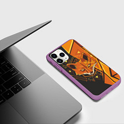 Чехол iPhone 11 Pro матовый Лиса Этника, цвет: 3D-фиолетовый — фото 2