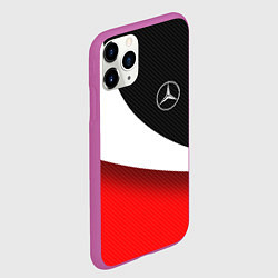 Чехол iPhone 11 Pro матовый MERCEDES BENZ КАРБОН И КРАСНАЯ ВОЛНА, цвет: 3D-фиолетовый — фото 2