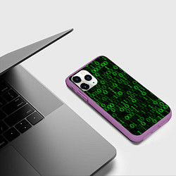 Чехол iPhone 11 Pro матовый Бинарный Код Binary Code, цвет: 3D-фиолетовый — фото 2