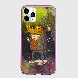 Чехол iPhone 11 Pro матовый Лягушка хулиган Frog hooligan, цвет: 3D-фиолетовый