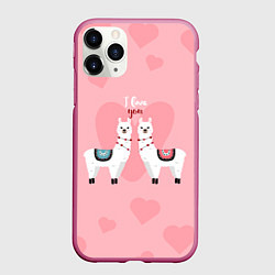Чехол iPhone 11 Pro матовый Lama I Love You, цвет: 3D-малиновый